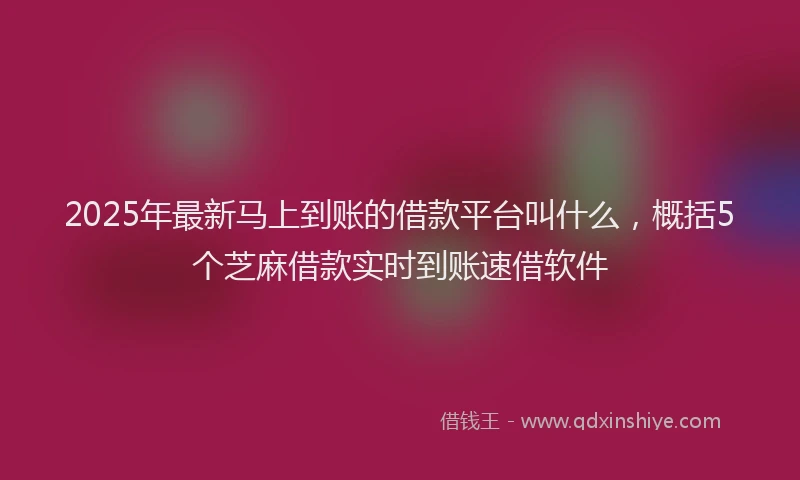 2025年最新马上到账的借款平台叫什么，概括5个芝麻借款实时到账速借软件