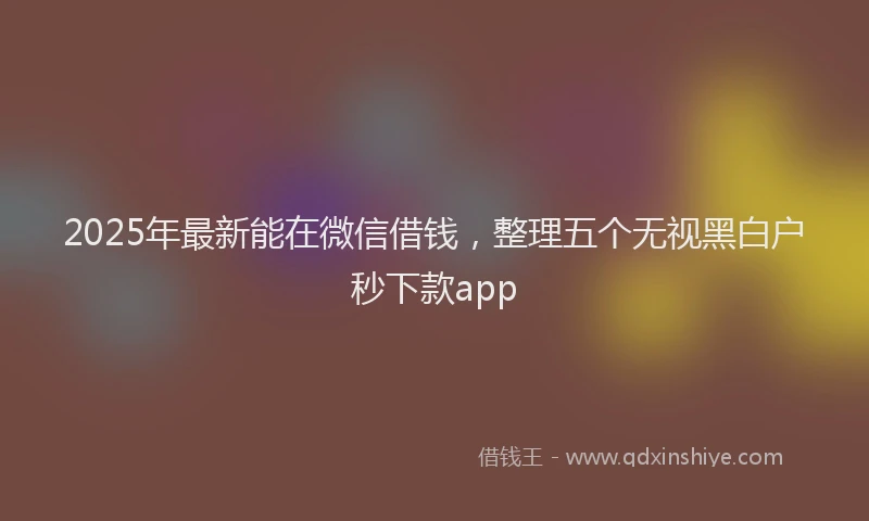 2025年最新能在微信借钱，整理五个无视黑白户秒下款app