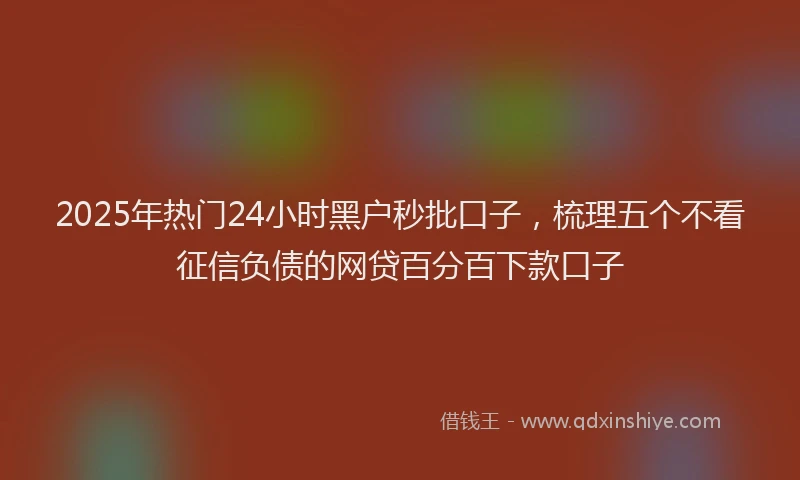 2025年热门24小时黑户秒批口子，梳理五个不看征信负债的网贷百分百下款口子