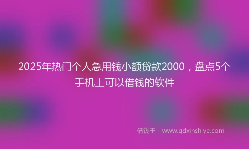2025年热门个人急用钱小额贷款2000，盘点5个手机上可以借钱的软件