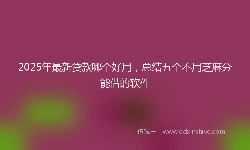 2025年最新贷款哪个好用，总结五个不用芝麻分能借的软件