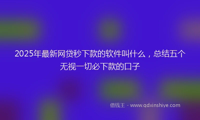 2025年最新网贷秒下款的软件叫什么,总结五个无视一切必下款的口子