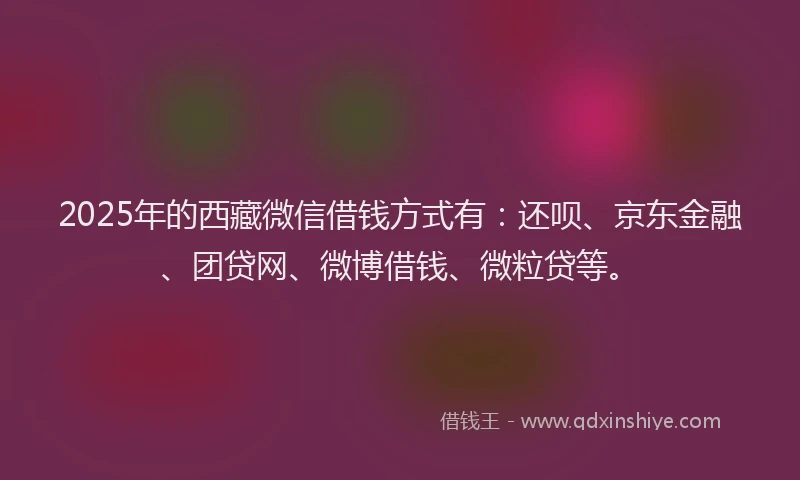 2025年的西藏微信借钱方式有：还呗、京东金融、团贷网、微博借钱、微粒贷等。