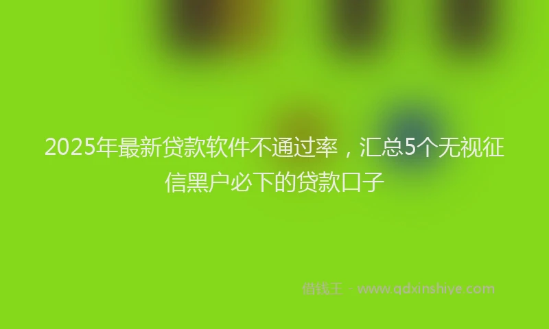 2025年最新贷款软件不通过率，汇总5个无视征信黑户必下的贷款口子