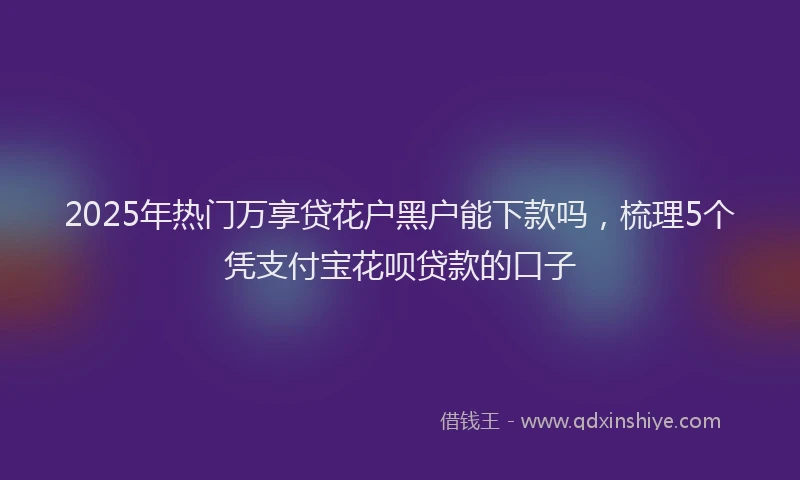 2025年热门万享贷花户黑户能下款吗，梳理5个凭支付宝花呗贷款的口子