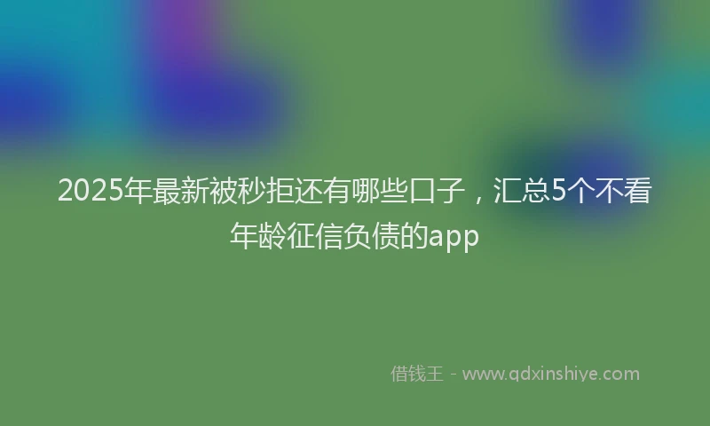 2025年最新被秒拒还有哪些口子，汇总5个不看年龄征信负债的app