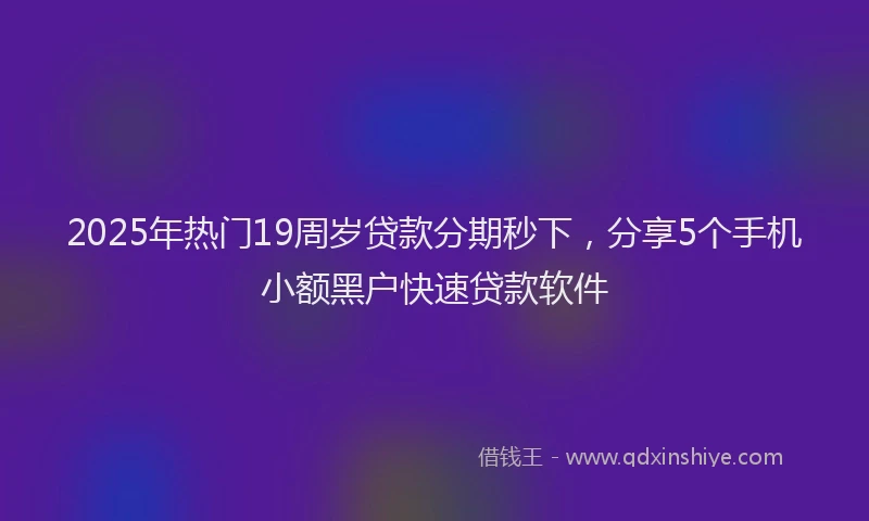 2025年热门19周岁贷款分期秒下，分享5个手机小额黑户快速贷款软件