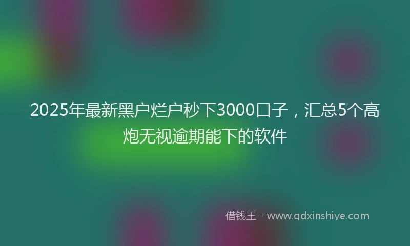 2025年最新黑户烂户秒下3000口子，汇总5个高炮无视逾期能下的软件