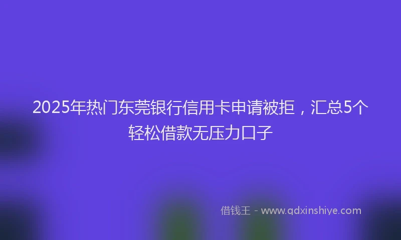2025年热门东莞银行信用卡申请被拒，汇总5个轻松借款无压力口子