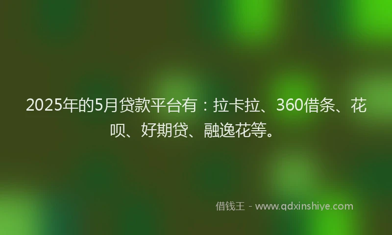 2025年的5月贷款平台有：拉卡拉、360借条、花呗、好期贷、融逸花等。