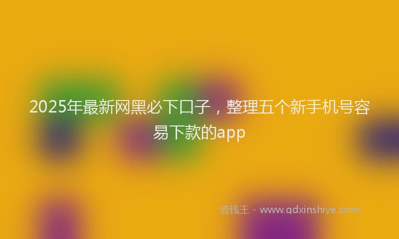 2025年最新网黑必下口子，整理五个新手机号容易下款的app