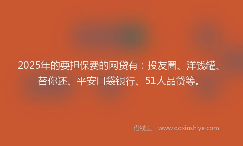 2025年的要担保费的网贷有：投友圈、洋钱罐、替你还、平安口袋银行、51人品贷等。