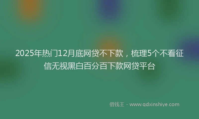 2025年热门12月底网贷不下款，梳理5个不看征信无视黑白百分百下款网贷平台