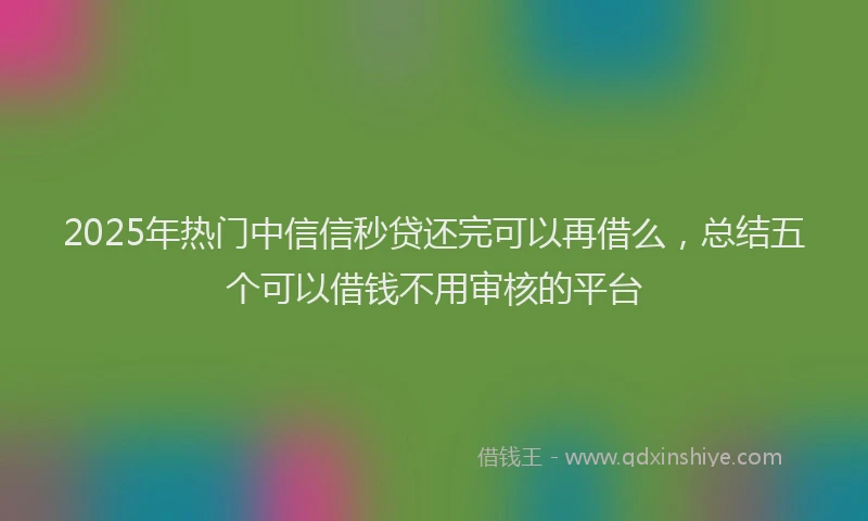 2025年热门中信信秒贷还完可以再借么，总结五个可以借钱不用审核的平台