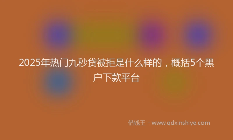 2025年热门九秒贷被拒是什么样的，概括5个黑户下款平台