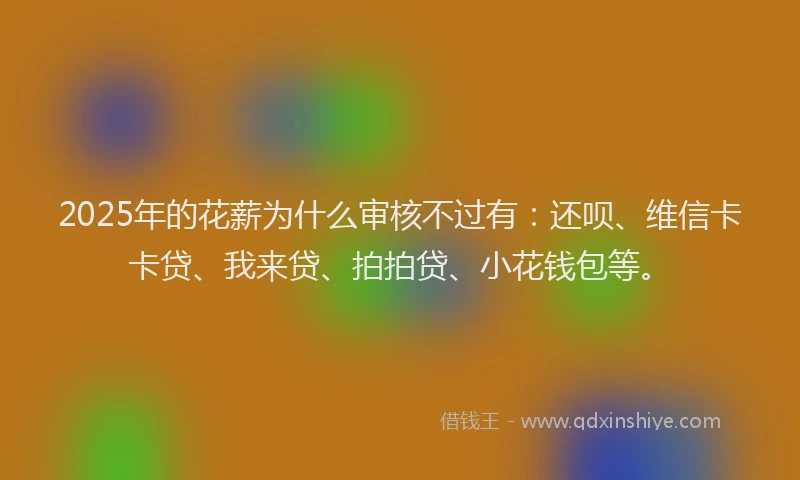 2025年的花薪为什么审核不过有：还呗、维信卡卡贷、我来贷、拍拍贷、小花钱包等。