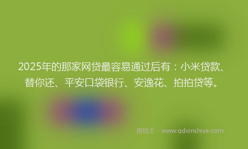 2025年的那家网贷最容易通过后有：小米贷款、替你还、平安口袋银行、安逸花、拍拍贷等。