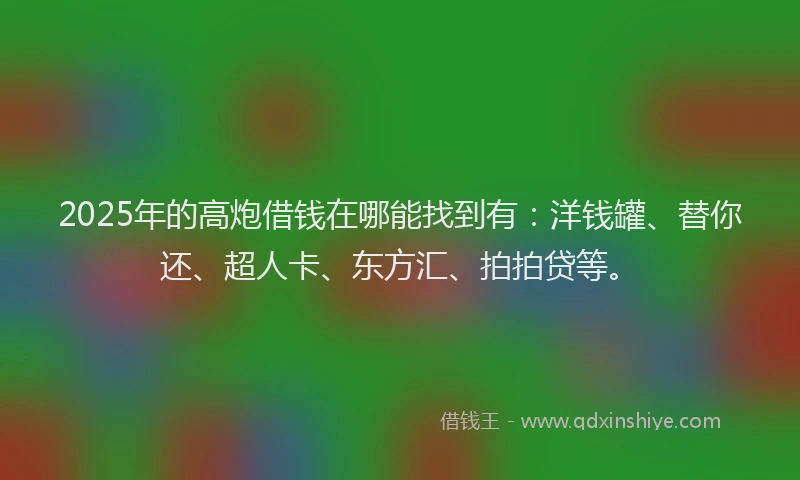 2025年的高炮借钱在哪能找到有：洋钱罐、替你还、超人卡、东方汇、拍拍贷等。