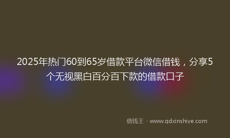 2025年热门60到65岁借款平台微信借钱，分享5个无视黑白百分百下款的借款口子