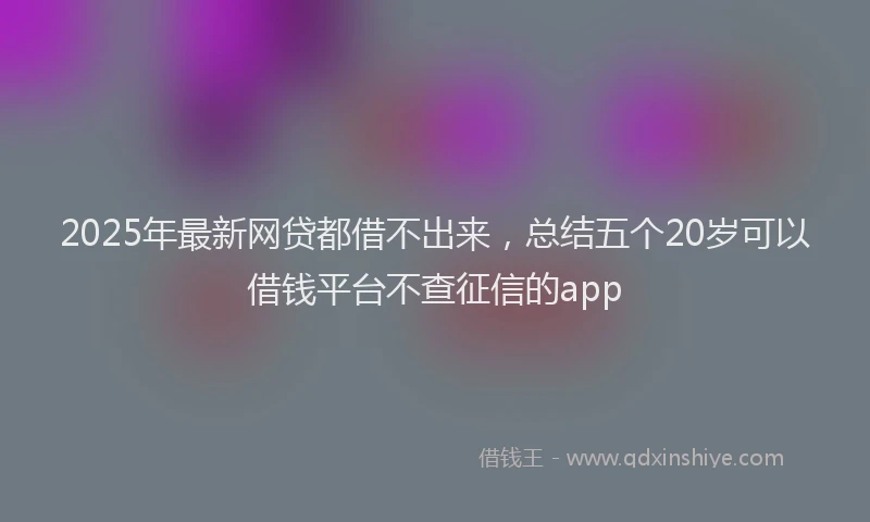 2025年最新网贷都借不出来，总结五个20岁可以借钱平台不查征信的app