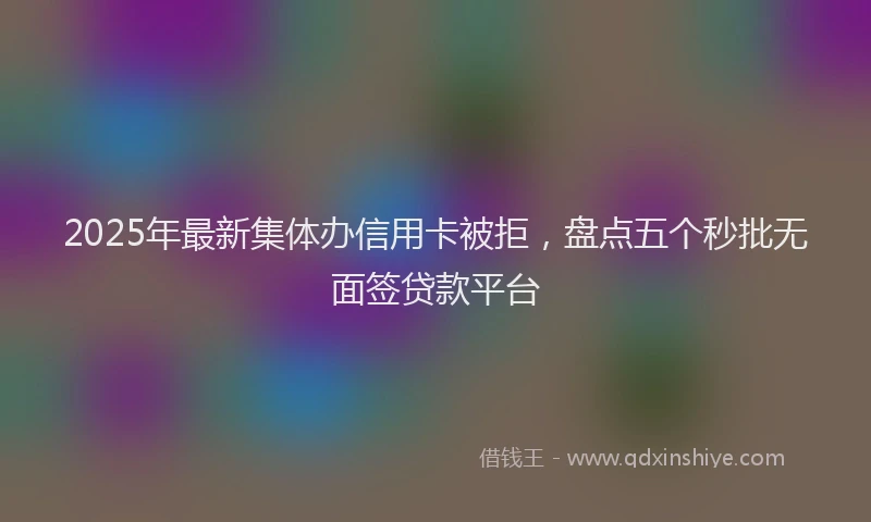 2025年最新集体办信用卡被拒，盘点五个秒批无面签贷款平台