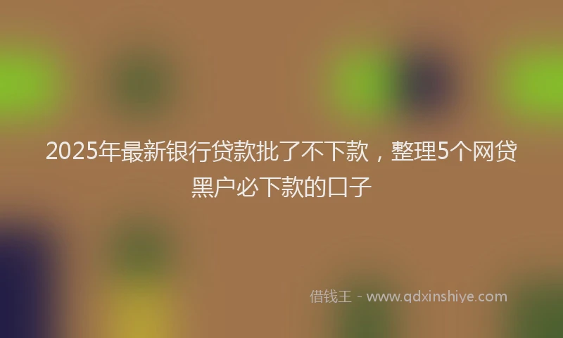 2025年最新银行贷款批了不下款，整理5个网贷黑户必下款的口子