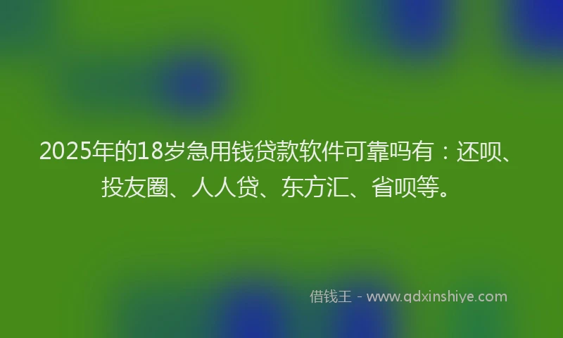 2025年的18岁急用钱贷款软件可靠吗有：还呗、投友圈、人人贷、东方汇、省呗等。