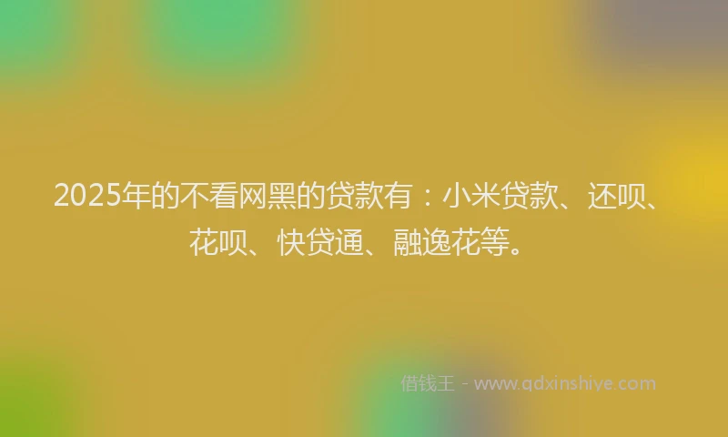 2025年的不看网黑的贷款有：小米贷款、还呗、花呗、快贷通、融逸花等。