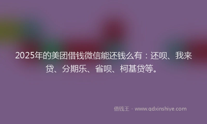 2025年的美团借钱微信能还钱么有：还呗、我来贷、分期乐、省呗、柯基贷等。