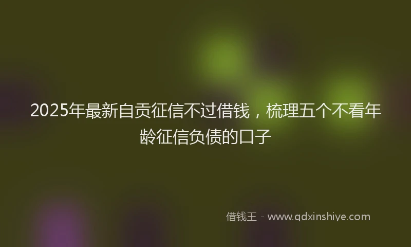 2025年最新自贡征信不过借钱，梳理五个不看年龄征信负债的口子