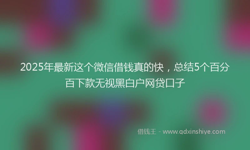 2025年最新这个微信借钱真的快，总结5个百分百下款无视黑白户网贷口子