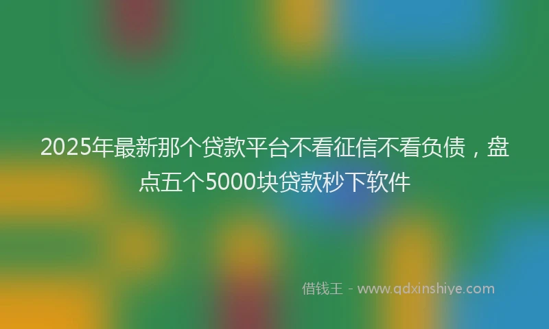 2025年最新那个贷款平台不看征信不看负债，盘点五个5000块贷款秒下软件
