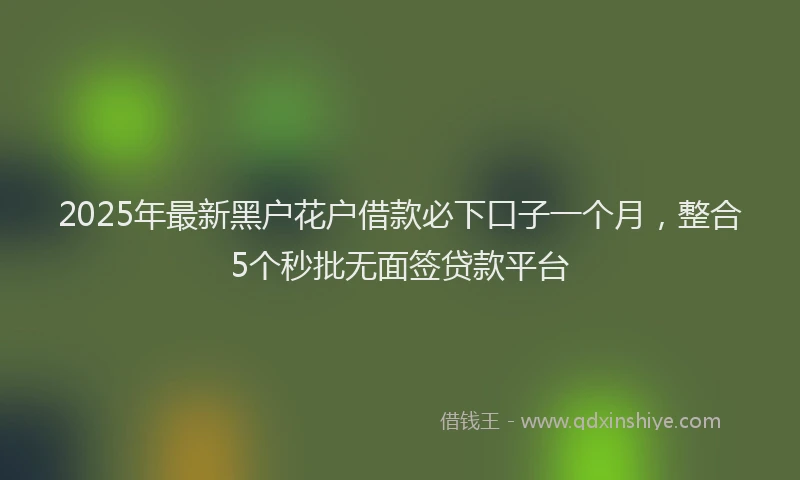 2025年最新黑户花户借款必下口子一个月，整合5个秒批无面签贷款平台
