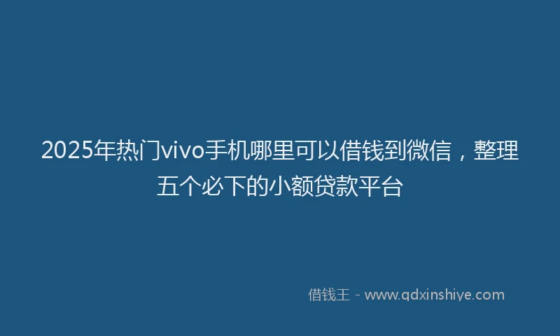2025年热门vivo手机哪里可以借钱到微信，整理五个必下的小额贷款平台