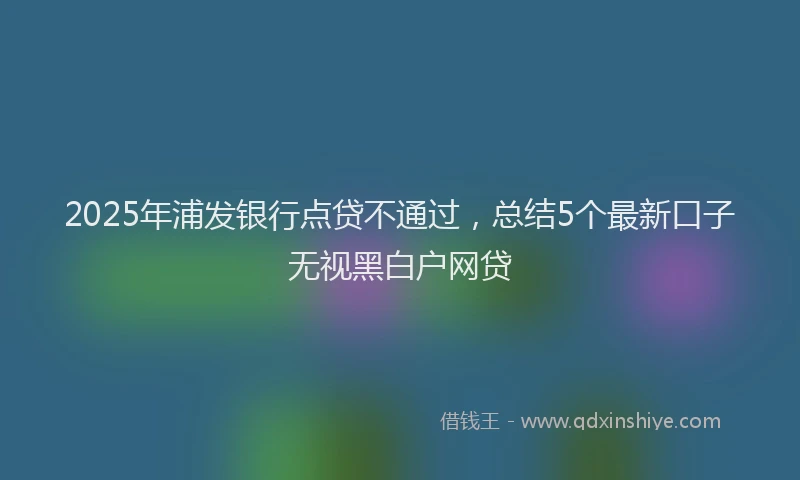 2025年浦发银行点贷不通过，总结5个最新口子无视黑白户网贷
