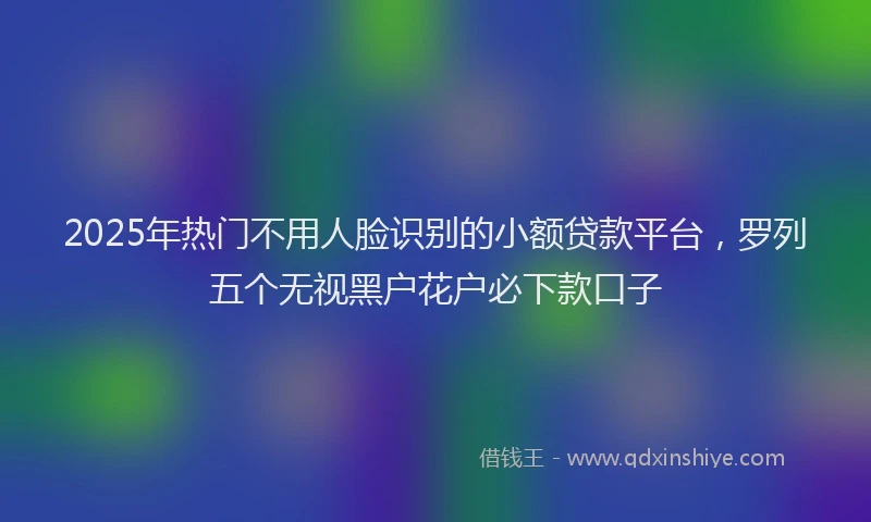 2025年热门不用人脸识别的小额贷款平台，罗列五个无视黑户花户必下款口子