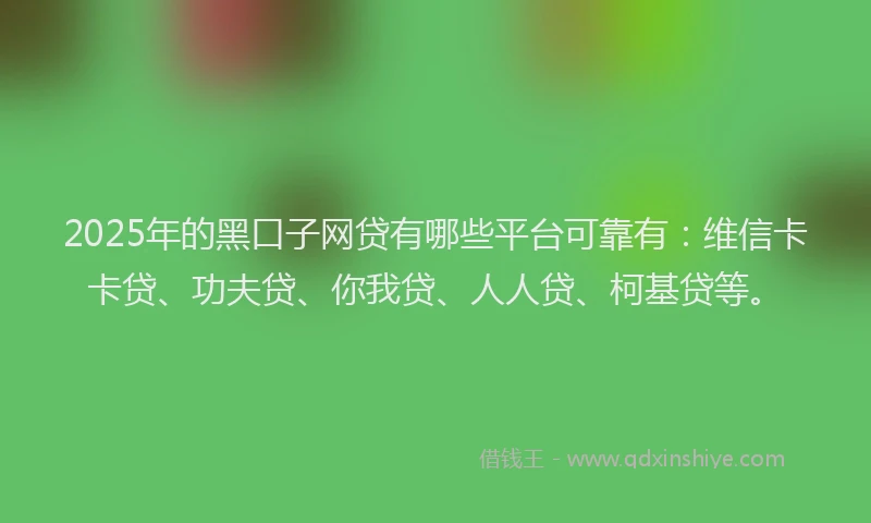 2025年的黑口子网贷有哪些平台可靠有：维信卡卡贷、功夫贷、你我贷、人人贷、柯基贷等。