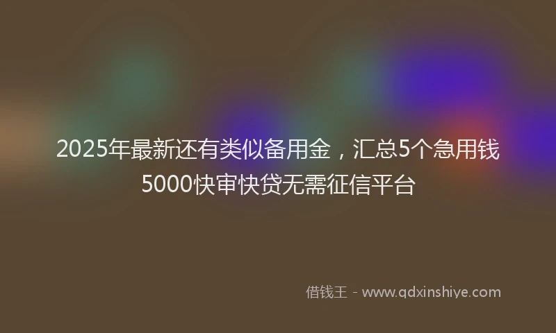2025年最新还有类似备用金，汇总5个急用钱5000快审快贷无需征信平台