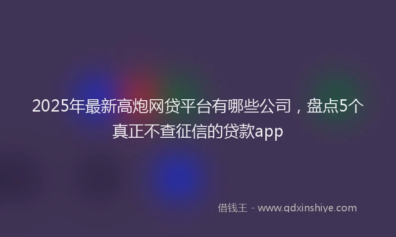 2025年最新高炮网贷平台有哪些公司，盘点5个真正不查征信的贷款app