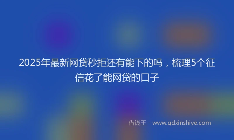 2025年最新网贷秒拒还有能下的吗,梳理5个征信花了能网贷的口子