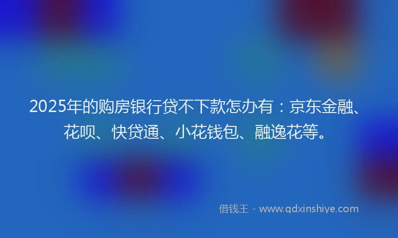 2025年的购房银行贷不下款怎办有：京东金融、花呗、快贷通、小花钱包、融逸花等。