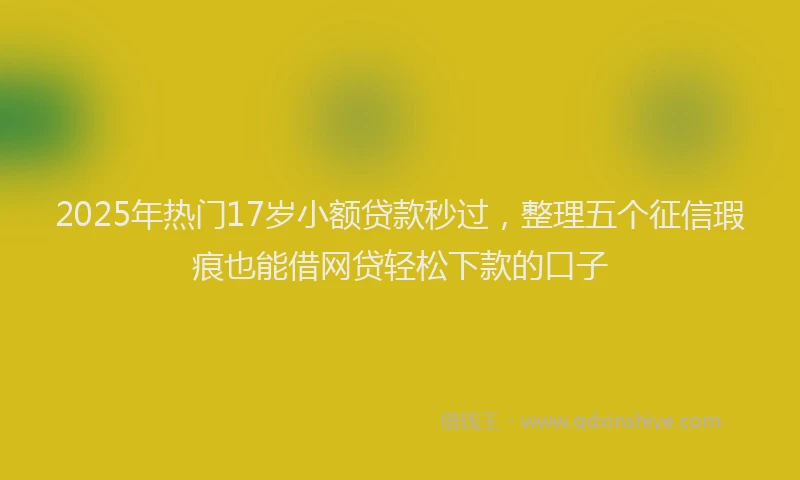 2025年热门17岁小额贷款秒过，整理五个征信瑕疵也能借网贷轻松下款的口子