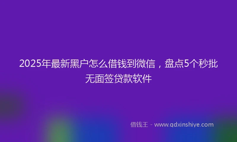 2025年最新黑户怎么借钱到微信，盘点5个秒批无面签贷款软件