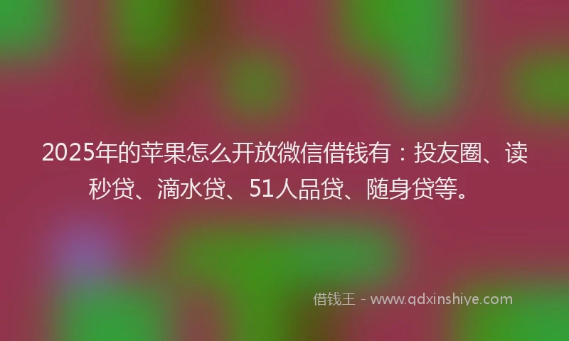 2025年的苹果怎么开放微信借钱有：投友圈、读秒贷、滴水贷、51人品贷、随身贷等。