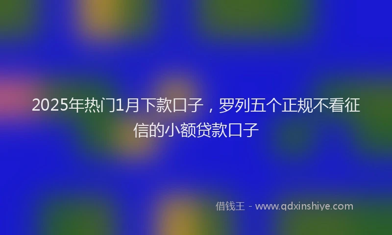 2025年热门1月下款口子，罗列五个正规不看征信的小额贷款口子
