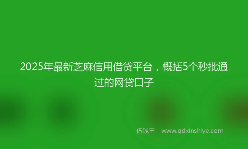 2025年最新芝麻信用借贷平台，概括5个秒批通过的网贷口子