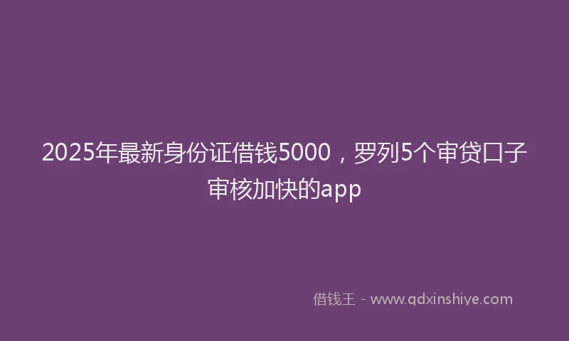2025年最新身份证借钱5000，罗列5个审贷口子审核加快的app