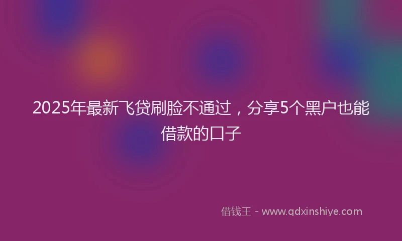 2025年最新飞贷刷脸不通过，分享5个黑户也能借款的口子