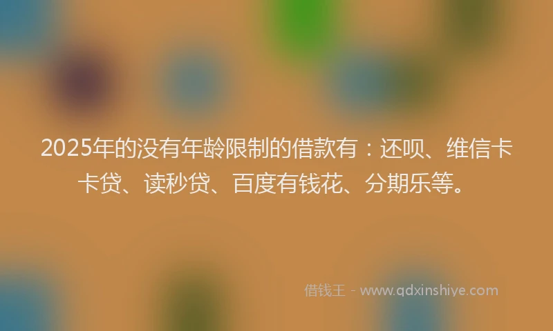 2025年的没有年龄限制的借款有：还呗、维信卡卡贷、读秒贷、百度有钱花、分期乐等。