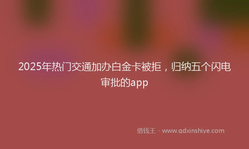 2025年热门交通加办白金卡被拒，归纳五个闪电审批的app